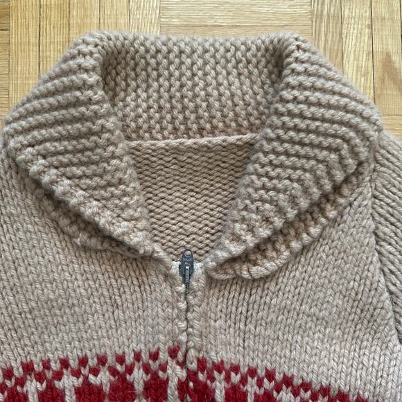 Vintage 50s 60s Cowichan Wool Knit zip cardigan sweater - Picture 4 of 4